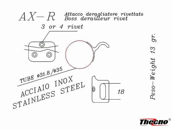 Cod:AX-R - ATTACCO DERAGLIATORE INOX AX-R - Thecnoline