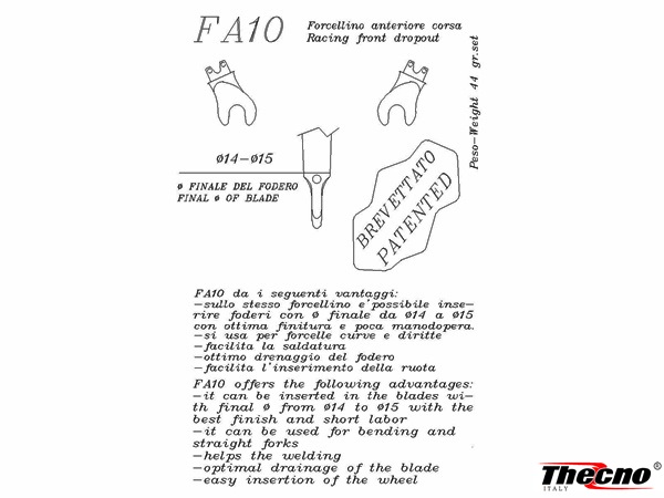 Cod:FA10 - FORCELLINO ANTERIORE IN MICROFUSIONE BREVETTATO FA10 - Thecnoline
